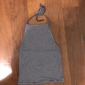 Black and White striped halter top